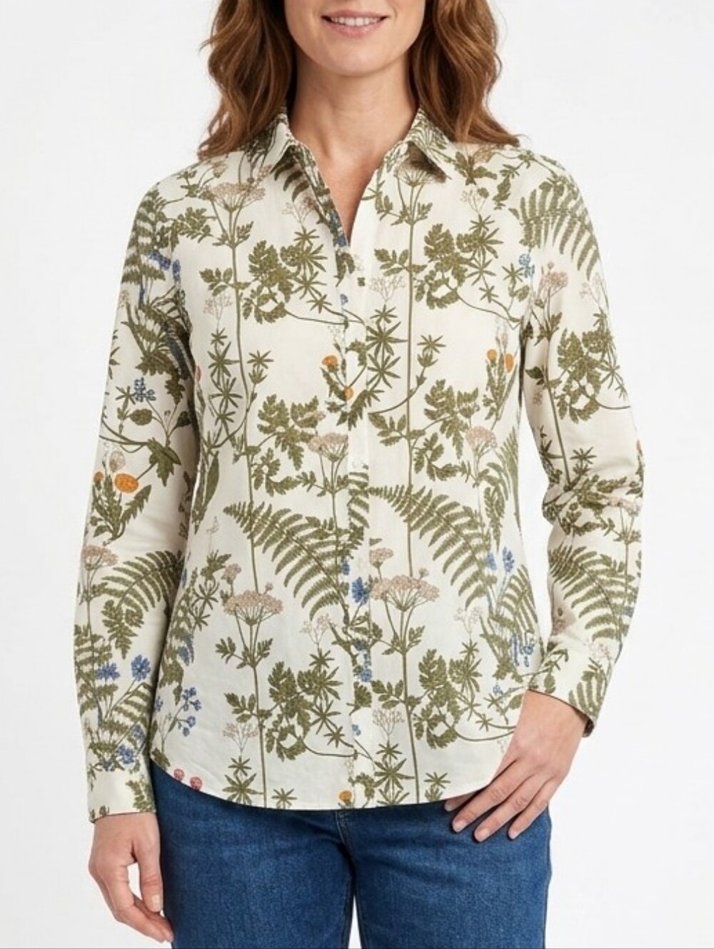 Barbour Wildflower Botanical Print Cotton Button Down Long Sleeve Shirt Blouse 4